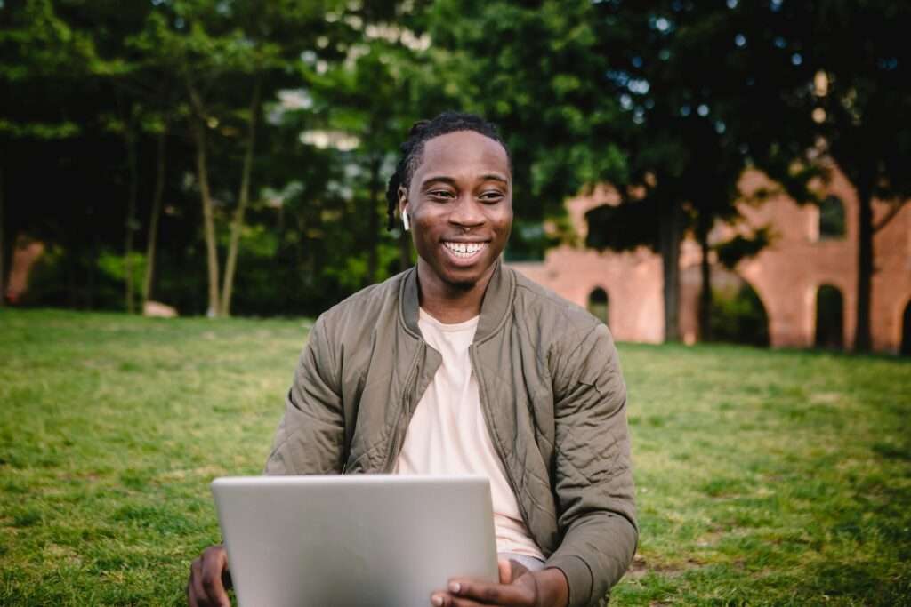 A man using AirPods features 